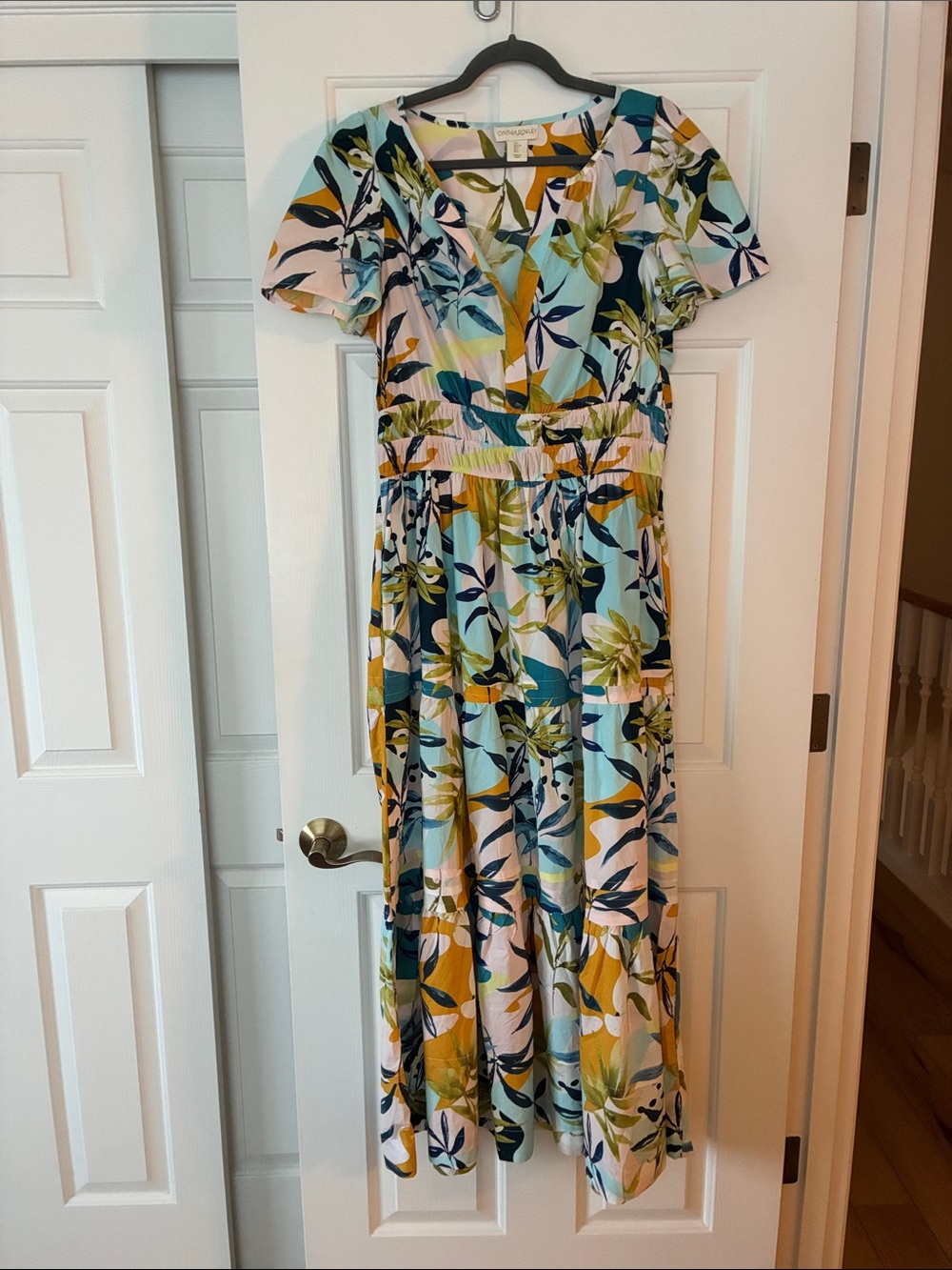 Cynthia Rowley Floral Maxi Dress in Blue, Green, Yellow, Cream